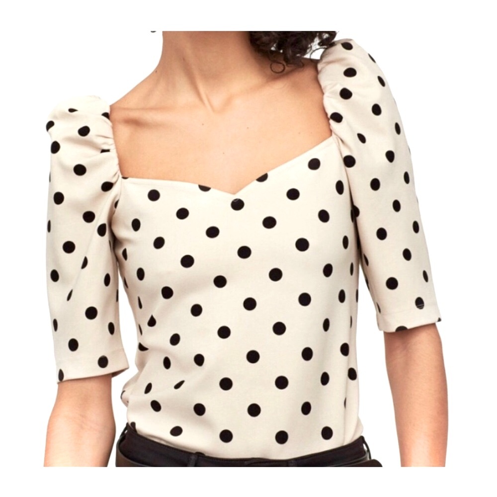 NWOT H&M Polka Dot Puff Sleeve Top